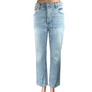 Abercrombie & Fitch 90's Straight Blue Ultra High Rise Distressed Denim Jeans 4